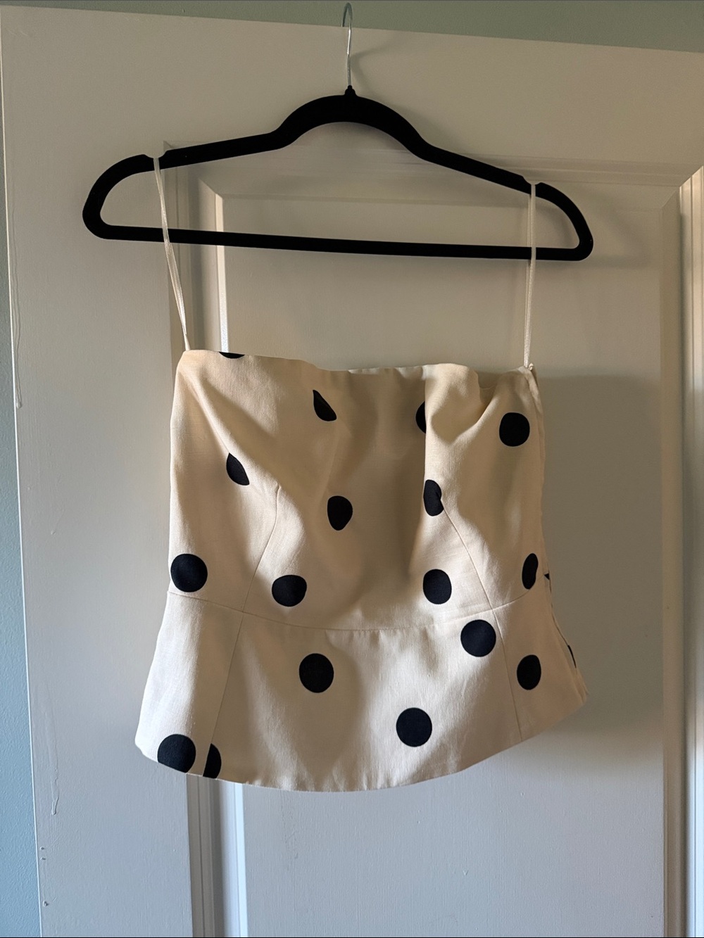 Women’s Polka Dot Sezane strapless Top - Cream/Black